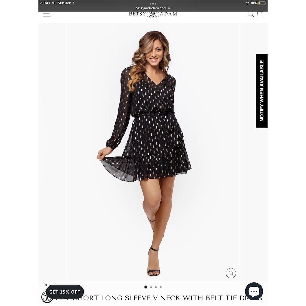 Betsy & Adam Women's Black Chiffon Fit & Flare Dress Size 8